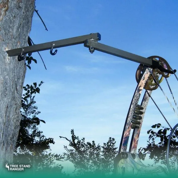 Folding Bow Hangers as tree stand accessory